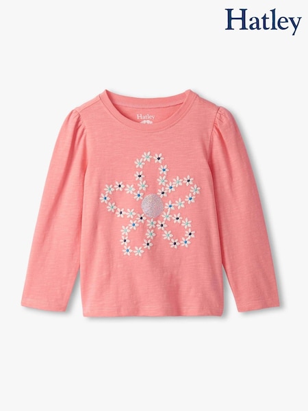 Hatley Pink Embroidered Flowers Puff Sleeve T-Shirt (Y05564) | AED116