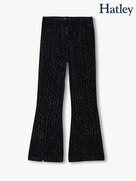 Hatley Black Sparkle Wave Velour Flared Trousers (Y05567) | AED157