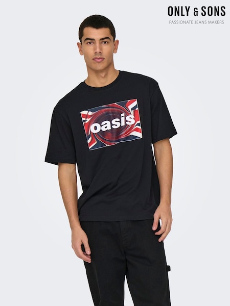 Only & Sons Black Oasis Short Sleeve T-Shirt (Y05655) | 109 QAR