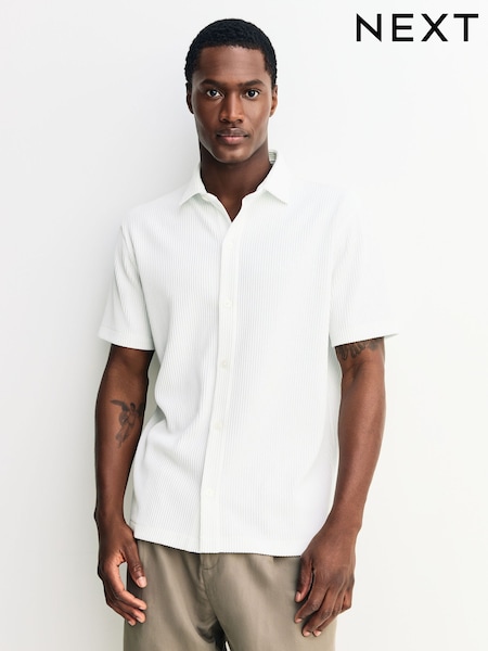 أبيض - Textured Jersey Short Sleeve Shirt (Y05779) | ‏158 ر.ق.
