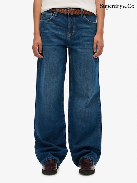 Blue Denim - Superdry Mid Rise Wide Leg Jeans