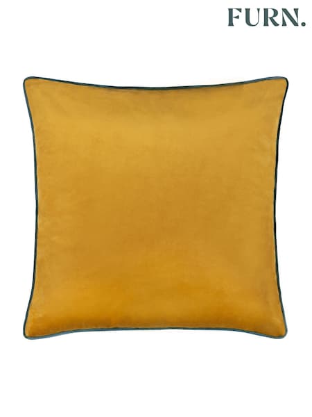 Furn Ochre Teal Meridian Velvet Cushion (Y06076) | AZN 55