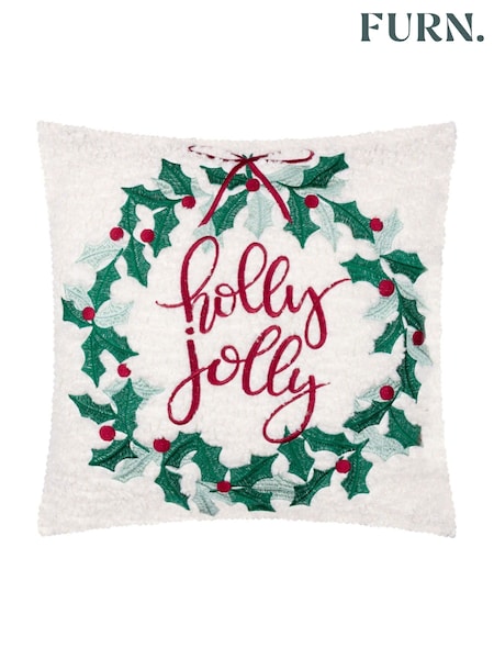 Furn Holly Wreath Embroidered Cushion (Y06084) | ‏119 ر.ق.