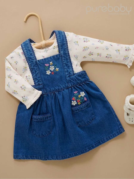 Purebaby Blue Embroidered Pinnie (Y06154) | AED204