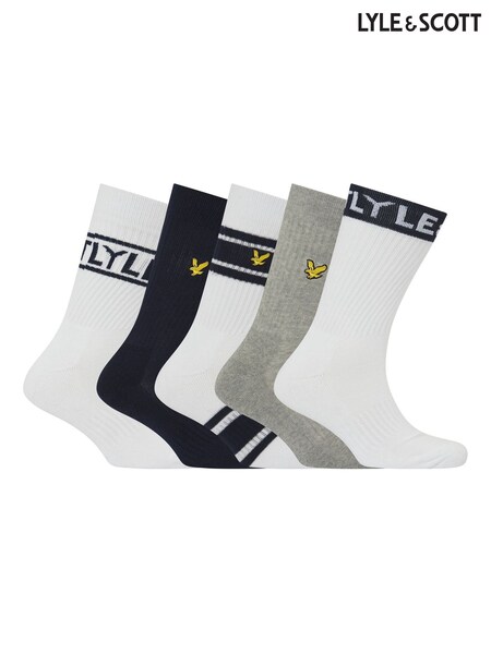 Lyle & Scott White Montrose Sports 5 Pack Socks (Y06165) | €33