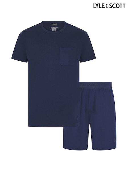 Lyle & Scott Blue Lorenzo Sleep Shorts Set (Y06167) | 249 QAR