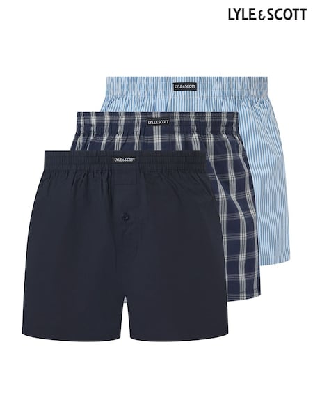 Lyle & Scott Blue Robinson Woven Boxers 3 Pack (Y06180) | €66.50