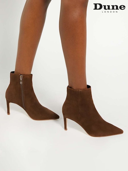 Dune London Brown Wide Fit Obsessively Mid Set Back Point Heel Boots (Y06270) | €159