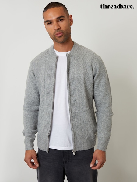 Threadbare Bomber Style Cable Knit Zip Through Cardigan (Y06340) | 47 €