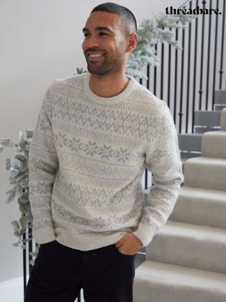 Threadbare Cream Christmas Fairisle Crew Neck Jumper (Y06355) | €44