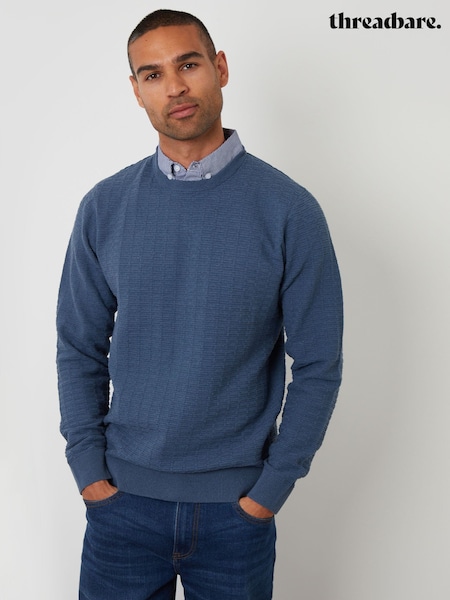 Threadbare Light Blue Mock Shirt Textured Knitted Jumper (Y06359) | €35