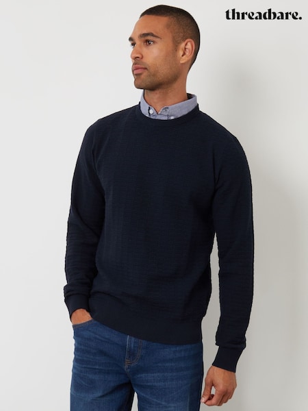 Threadbare Blue Mock Shirt Textured Knitted Jumper (Y06382) | R$ 325