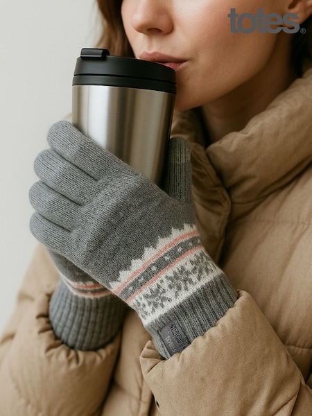 Totes Grey Toasties Ladies Stretch Knitted SmarTouch Gloves (Y06425) | €17.50