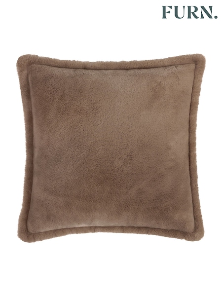 Furn Mocha Kallu Faux Fur Cushion (Y06479) | 79 QAR