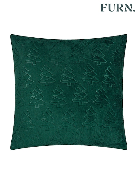 Furn Emerald Festive Trees Embossed Cushion (Y06483) | €27