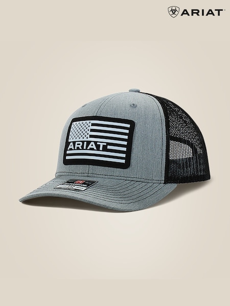 Ariat Grey USA Flag Patch Logo Cap Grey/Black (Y06595) | OMR25