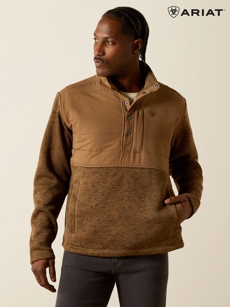 Ariat Mens Caldwell Reinforced Snap Sweater Khaki Jumper (Y06621) | €95