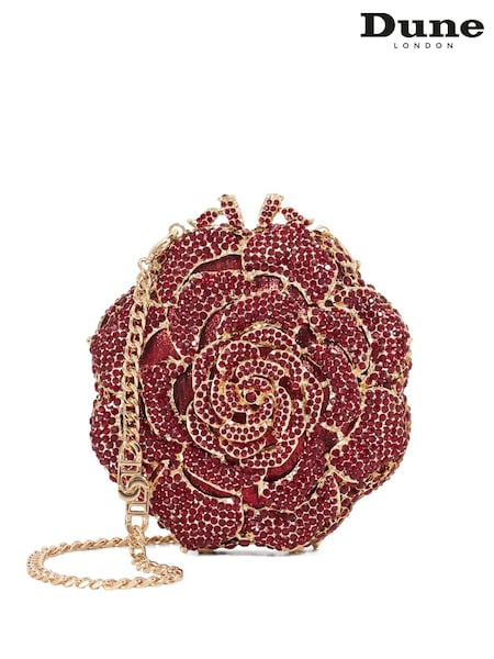 Dune London Red Bling Hard Embellished Flower Clutch Bag (Y06773) | R$ 1.470