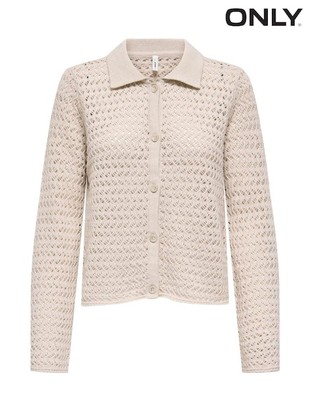 ONLY Natural Crochet Button Through Collar Cardigan (Y06889) | €44