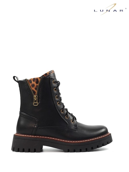 Lunar Colorado Chunky Lace Up Fashion Black Boots (Y07002) | €90