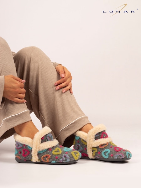 Lunar Grey Angel Heart Detail Bootie Slippers (Y07012) | R$ 355