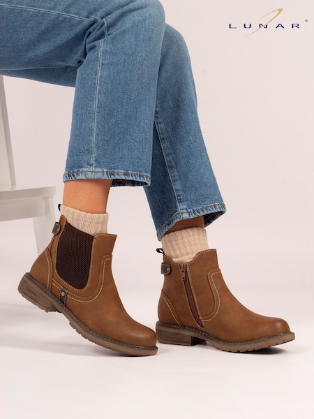 Lunar Roxie III Chelsea Brown Boots (Y07048) | 312 QAR