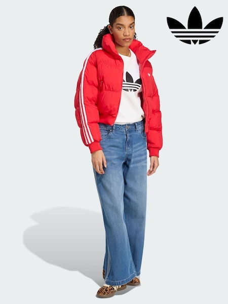 adidas Originals Red Adicolor Cropped Synthetic Down Puffer Jacket (Y07140) | €146