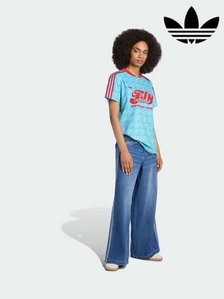 adidas Originals Blue Graphic Football Allover Print Jersey (Y07142) | €53