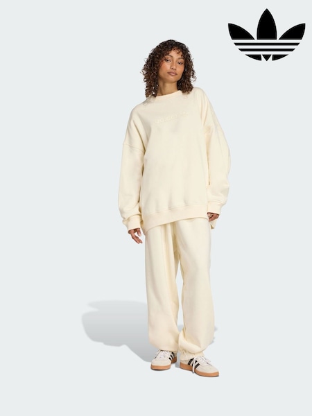 adidas Originals White Essentials Linear Oversized Crew Sweatshirt (Y07145) | €66