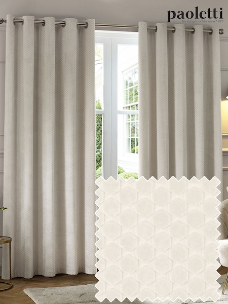 Paoletti Natural Neptune Cut-Velvet Eyelet Curtains (Y07227) | €88 - €230