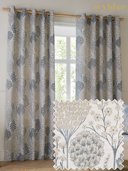 Wylder Blue Ophelia Floral Jacquard Eyelet Curtains (Y07244) | AED396 - AED961