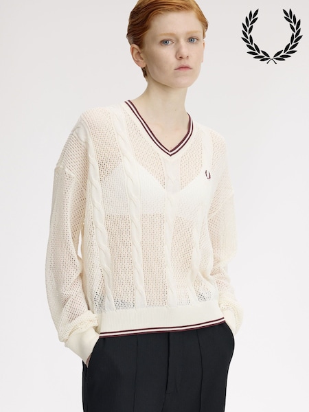 Fred Perry Cream Mesh Cable Knit Jumper (Y07326) | €172.50