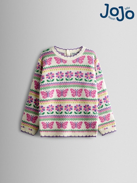 JoJo Maman Bébé Purple Fairisle Scallop Edge Jumper (Y07381) | AED163 - AED169