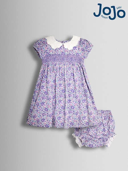 JoJo Maman Bébé Floral Broderie Collar Party Dress (Y07404) | 64 € - 73 €