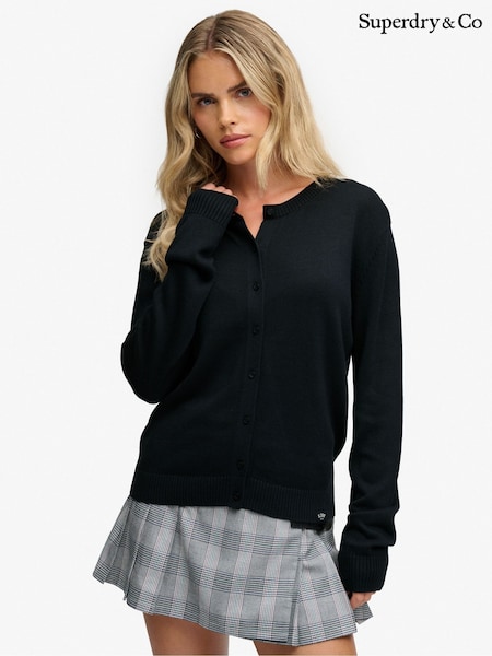 Navy Blue - Superdry Essential Crew Neck Cardigan
