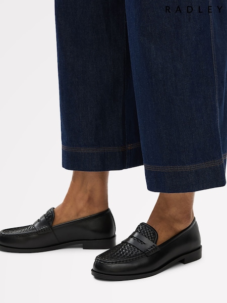 Radley Threadneedle Row Weave Classic Black Loafers (Y07593) | 638 QAR