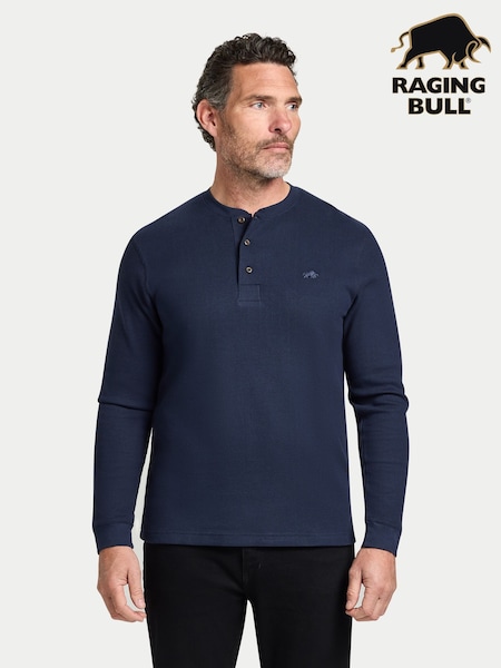 Raging Bull Blue Henley Jersey Waffle T-Shirt (Y07721) | €57 - €59