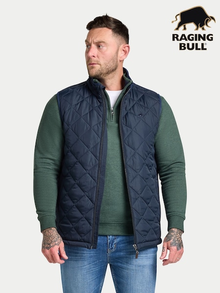 Raging Bull Blue Quilted Gilet (Y07724) | R$ 985 - R$ 1.135