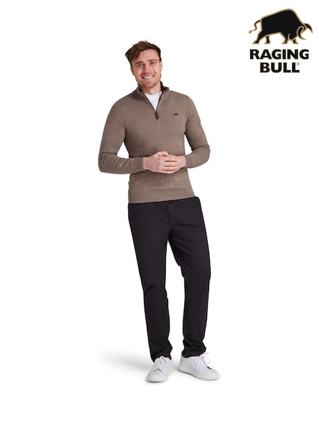 Raging Bull Natural Classic Quarter Zip Cotton Cashmere Knit Jumper (Y07733) | €127 - €141