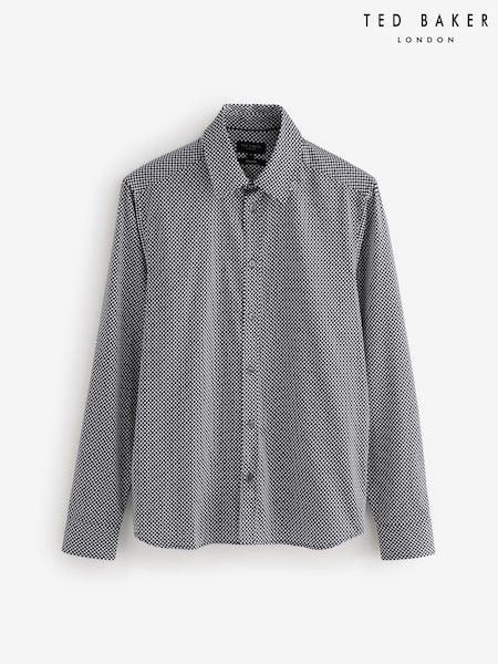 Ted Baker Blue Jozef - Long Sleeve Slim Mini Geo Print Shirt (Y07821) | 480 QAR