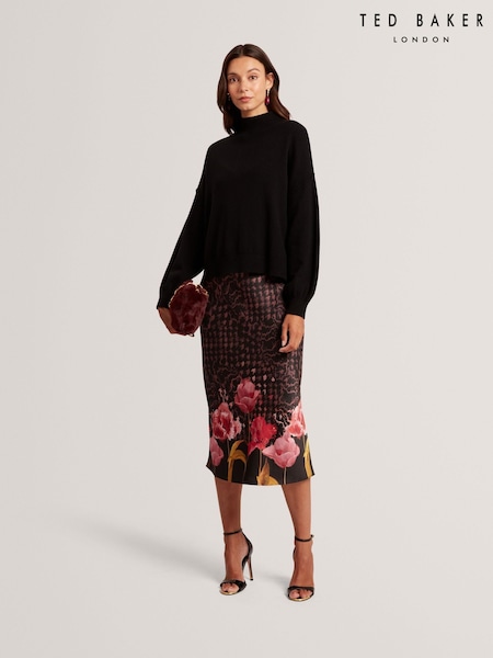 Ted Baker Black Kaatyy - 2-In-1 Jumper With Printed Slip Dress (Y07825) | €356