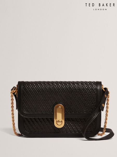 Ted Baker Black Walkerr - Twist Lock Detail Woven Embossed Leather Bag (Y07844) | €203