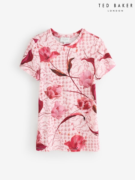 Ted Baker Pink Sorrena - Printed Fitted T-Shirt (Y07927) | R$ 485