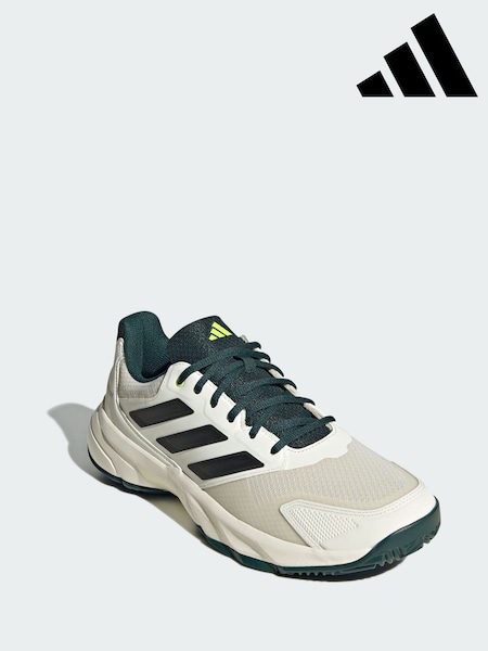 adidas White Courtjam Control 3 Tennis Shoes (Y08145) | AED466