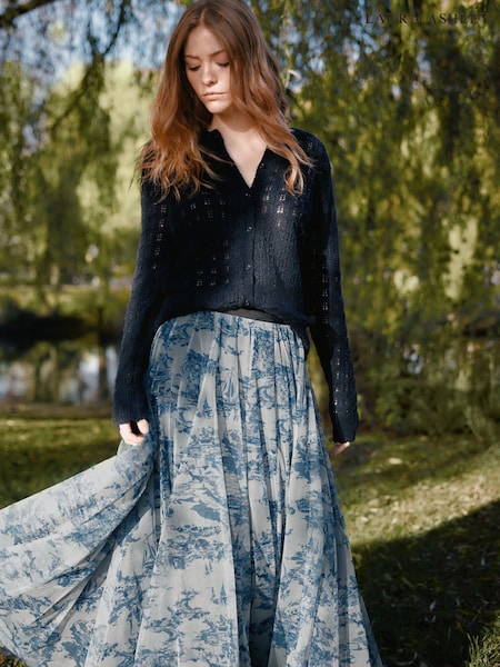 Laura Ashley Pointelle Long Sleeve Cardigans Twin Set With Wool (Y08294) | 357 LEI