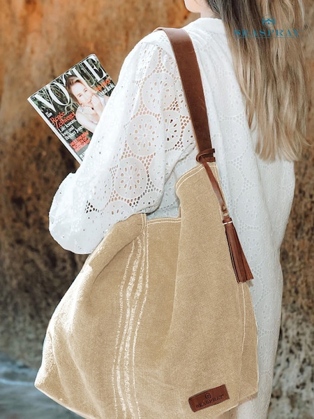 Lisa Stripe Beach Bag In Natural Beige (Y08322) | €66