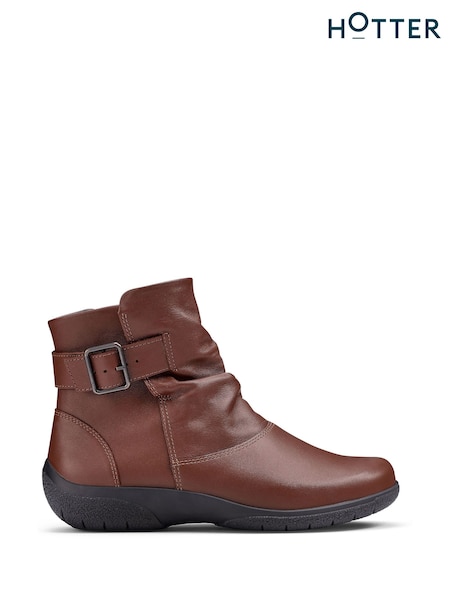 Hotter Brown Regular Fit Rumour Zip Buckle Boots (Y08470) | €126