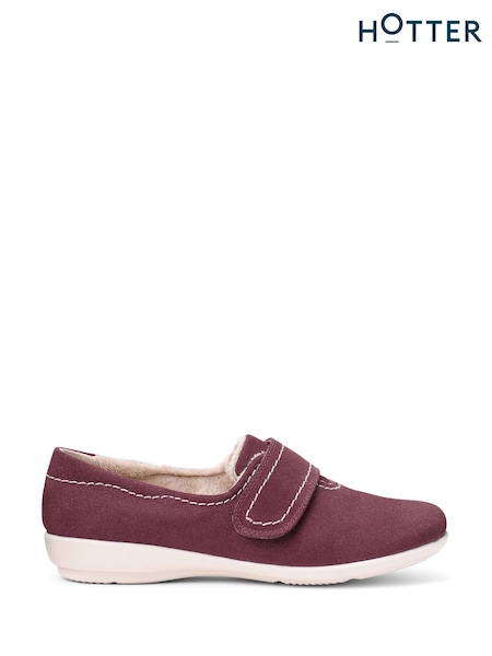 Hotter Red Wide Fit Toasty Touch Fastening Slippers (Y08471) | €64
