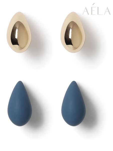 Aela Blue Dome Drop Multipack Earrings (Y08500) | AED73
