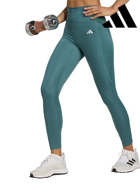 adidas Green Optime Essentials No Front Rise Seam 7/8 Leggings (Y08627) | R$ 375
